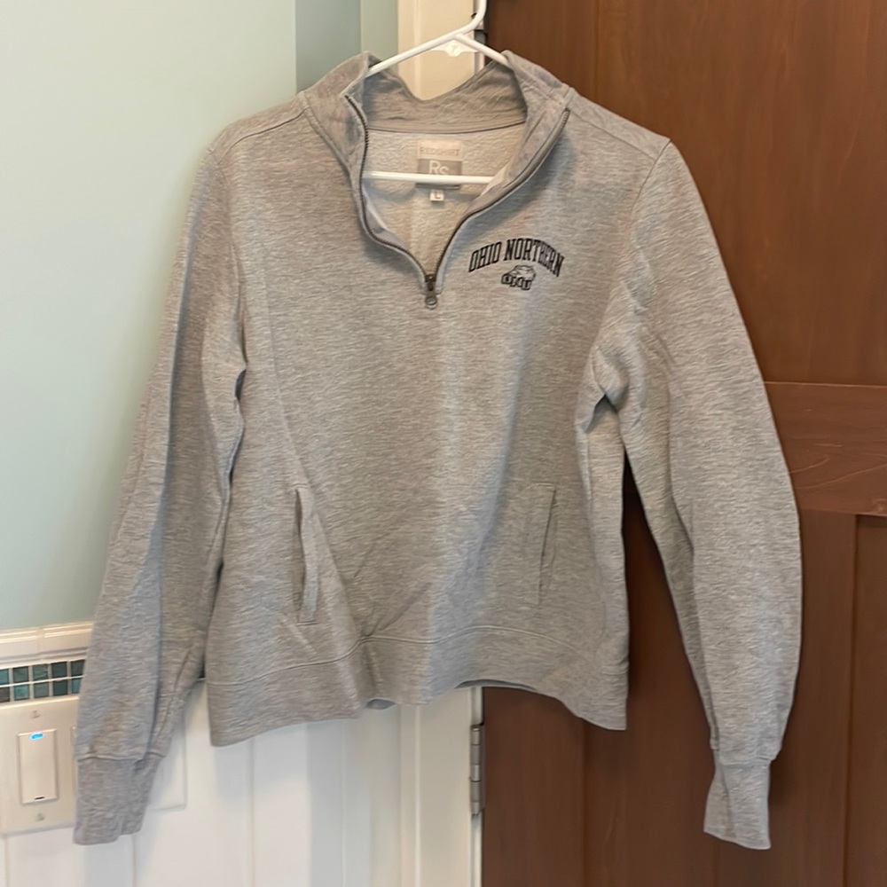 Ohio Norther University (ONU) 1/4 zip grey sweatshirt size large